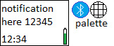 Small header menu showing the status of the device : battery, bluetooth connection, notifications, and time