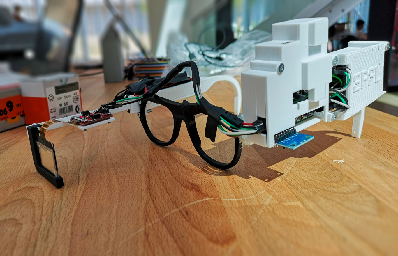 The final version of the Smart Glasses, physically built, angle 1